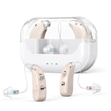 Darrahopens Health & Beauty > Health & Wellbeing > Wellness Accessories Rechargeable Hearing Amplifier with Charging Case – Compact Sound Enhancer for Daily Use, Noise Reduction & Clear Audio (White & Transparent Case, Skin Tone)
