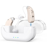 Darrahopens Health & Beauty > Health & Wellbeing > Wellness Accessories Rechargeable Hearing Amplifier with Charging Case – Compact Sound Enhancer for Daily Use, Noise Reduction & Clear Audio (White & Transparent Case, Skin Tone)