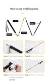 Darrahopens Health & Beauty > Health & Wellbeing > Wellness Accessories Ultralight Carbon Fiber Foldable Trail Running & Hiking Pole(yellow  Recommended height range 155-165cm)
