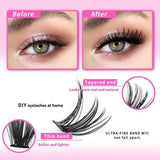 Darrahopens Health & Beauty > Makeup > Cosmetics Individual False Eyelashes, Pre-made Cluster Lashes, Eyelash Extension Kit with D-curl for Beginners (30+40+50D)_tfrf