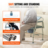 Darrahopens Health & Beauty > Makeup > Cosmetics VEVOR Commode Chair, Bedside Commode with Drop-Down Arms and Detachable Backrest, 5-Level Adjustable Height, 7L Removable Bucket, Easy to Assemble, 1000LBS Capacity, Portable Toilet for Adults Seniors