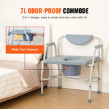 Darrahopens Health & Beauty > Makeup > Cosmetics VEVOR Commode Chair, Bedside Commode with Drop-Down Arms and Detachable Backrest, 5-Level Adjustable Height, 7L Removable Bucket, Easy to Assemble, 1000LBS Capacity, Portable Toilet for Adults Seniors