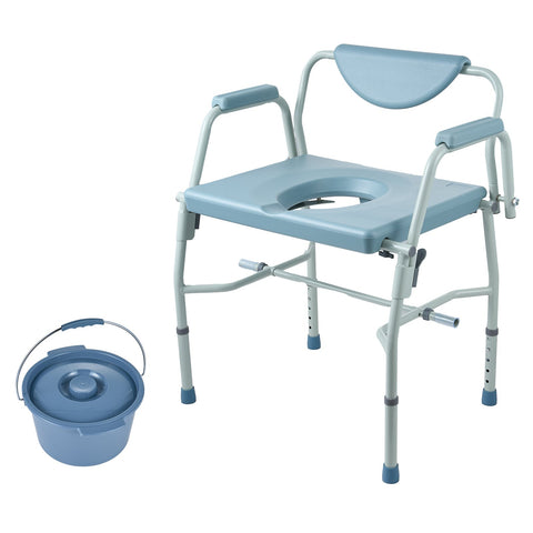 Darrahopens Health & Beauty > Makeup > Cosmetics VEVOR Commode Chair, Bedside Commode with Drop-Down Arms and Detachable Backrest, 5-Level Adjustable Height, 7L Removable Bucket, Easy to Assemble, 1000LBS Capacity, Portable Toilet for Adults Seniors