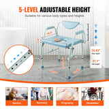 Darrahopens Health & Beauty > Makeup > Cosmetics VEVOR Commode Chair, Bedside Commode with Drop-Down Arms and Detachable Backrest, 5-Level Adjustable Height, 7L Removable Bucket, Easy to Assemble, 1000LBS Capacity, Portable Toilet for Adults Seniors