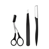 Darrahopens Health & Beauty > Makeup > Makeup Brushes 3Pcs/Set Eyebrow Trimming Eyelash Brush Folding Tweezers Portable Makeup Tools