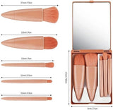 Darrahopens Health & Beauty > Makeup > Makeup Brushes 5-Piece Mini Makeup Brush Set with Mirror – Compact Travel Makeup Brushes for Foundation, Powder, Blush & Eyeshadow (Pink)