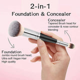 Darrahopens Health & Beauty > Makeup > Makeup Brushes Double Ended Makeup Brush Liquid Foundation Powder Eyeshadow Cosmetic Brush Tool