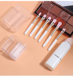 Darrahopens Health & Beauty > Makeup > Makeup Brushes Lighgt Pink Compact 8-in-1 Makeup Brush Set - Portable Travel Kit with Retractable Brushes and Case