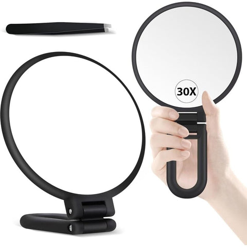 Darrahopens Health & Beauty > Makeup > Makeup Mirrors 30X Magnifying Mirror, Hand Mirror With Handle, Double Sided Mirror With 30X/1X Magnification, Essential Travel Mirror
