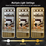 Darrahopens Health & Beauty > Makeup > Makeup Mirrors Beauty Mirror with 18 LED Bulbs, Colour Settings, White Frame,  and USB A and C Ports