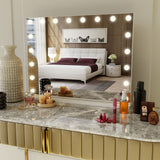 Darrahopens Health & Beauty > Makeup > Makeup Mirrors Beauty Mirror with 18 LED Bulbs, Colour Settings, White Frame,  and USB A and C Ports