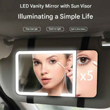 Darrahopens Health & Beauty > Makeup > Makeup Mirrors Black LED Car Sun Visor Makeup Mirror with 5x Magnification & Touch Lighting - Rechargeable Vanity Mirror for Travel & Daily Use