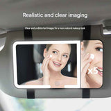Darrahopens Health & Beauty > Makeup > Makeup Mirrors Black LED Car Sun Visor Makeup Mirror with 5x Magnification & Touch Lighting - Rechargeable Vanity Mirror for Travel & Daily Use