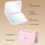 Darrahopens Health & Beauty > Makeup > Makeup Mirrors Black MR2326C Portable LED Illuminated Makeup Mirror - Foldable Lighted Vanity Mirror with 800mAh Battery