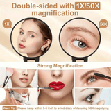 Darrahopens Health & Beauty > Makeup > Makeup Mirrors Double-sided Folding Makeup Mirror – 1X/50X Dual Magnification, 360° Rotatable and Foldable for Portability, Three Uses: Handheld, Desktop, Wall-mounted(GREEN)