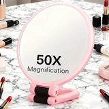 Darrahopens Health & Beauty > Makeup > Makeup Mirrors Double-sided Folding Makeup Mirror – 1X/50X Dual Magnification, 360° Rotatable and Foldable for Portability, Three Uses: Handheld, Desktop, Wall-mounted(GREEN)