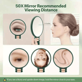 Darrahopens Health & Beauty > Makeup > Makeup Mirrors Double-sided Folding Makeup Mirror – 1X/50X Dual Magnification, 360° Rotatable and Foldable for Portability, Three Uses: Handheld, Desktop, Wall-mounted（purple）