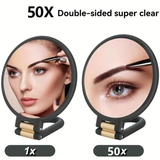 Darrahopens Health & Beauty > Makeup > Makeup Mirrors Double-sided Folding Makeup Mirror – 1X/50X Dual Magnification, 360° Rotatable and Foldable for Portability, Three Uses: Handheld, Desktop, Wall-mounted（purple）