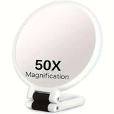 Darrahopens Health & Beauty > Makeup > Makeup Mirrors Double-sided Folding Makeup Mirror – 1X/50X Dual Magnification, 360° Rotatable and Foldable for Portability, Three Uses: Handheld, Desktop, Wall-mounted（purple）
