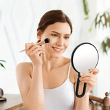 Darrahopens Health & Beauty > Makeup > Makeup Mirrors Double-sided Folding Makeup Mirror – 1X/50X Dual Magnification, 360° Rotatable and Foldable for Portability, Three Uses: Handheld, Desktop, Wall-mounted（purple）