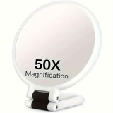 Darrahopens Health & Beauty > Makeup > Makeup Mirrors Double-sided Folding Makeup Mirror – 1X/50X Dual Magnification, 360° Rotatable and Foldable for Portability, Three Uses: Handheld, Desktop, Wall-mounted(WHITE)