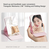 Darrahopens Health & Beauty > Makeup > Makeup Mirrors Frameless High Definition Makeup Mirror - Foldable Travel Mirror - Portable Makeup Mirror with Soft PU Leather Cover - Suitable for Bedroom, Bathroom & Travel（Pink）