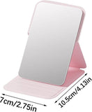 Darrahopens Health & Beauty > Makeup > Makeup Mirrors Frameless High Definition Makeup Mirror - Foldable Travel Mirror - Portable Makeup Mirror with Soft PU Leather Cover - Suitable for Bedroom, Bathroom & Travel（Pink）