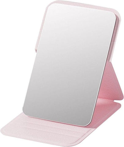 Darrahopens Health & Beauty > Makeup > Makeup Mirrors Frameless High Definition Makeup Mirror - Foldable Travel Mirror - Portable Makeup Mirror with Soft PU Leather Cover - Suitable for Bedroom, Bathroom & Travel（Pink）