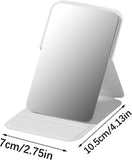 Darrahopens Health & Beauty > Makeup > Makeup Mirrors Frameless High Definition Makeup Mirror - Foldable Travel Mirror - Portable Makeup Mirror with Soft PU Leather Cover - Suitable for Bedroom, Bathroom & Travel（White）
