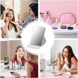 Darrahopens Health & Beauty > Makeup > Makeup Mirrors Frameless High Definition Makeup Mirror - Foldable Travel Mirror - Portable Makeup Mirror with Soft PU Leather Cover - Suitable for Bedroom, Bathroom & Travel（White）