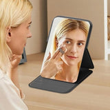 Darrahopens Health & Beauty > Makeup > Makeup Mirrors High Definition Frameless Makeup Mirror - Foldable Travel Mirror - Portable Makeup Mirror with Soft PU Leather Cover - Suitable for Bedroom, Bathroom & Travel（Black）