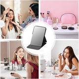Darrahopens Health & Beauty > Makeup > Makeup Mirrors High Definition Frameless Makeup Mirror - Foldable Travel Mirror - Portable Makeup Mirror with Soft PU Leather Cover - Suitable for Bedroom, Bathroom & Travel（Black）