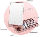 Darrahopens Health & Beauty > Makeup > Makeup Mirrors LED Makeup Mirror - Lighted Makeup Mirror - Set of 5 Makeup Brushes - Brush Storage - Cover - Dustproof - Pink