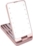 Darrahopens Health & Beauty > Makeup > Makeup Mirrors LED Makeup Mirror - Lighted Makeup Mirror - Set of 5 Makeup Brushes - Brush Storage - Cover - Dustproof - Pink