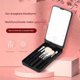 Darrahopens Health & Beauty > Makeup > Makeup Mirrors LED Makeup Mirror - Lighted Makeup Mirror - Set of 5 Makeup Brushes - Brush Storage - Cover - Dustproof - Pink
