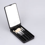 Darrahopens Health & Beauty > Makeup > Makeup Mirrors LED Makeup Mirror - Lighted Mirror - Set of 5 Makeup Brushes - Makeup Brush Storage Box - Cover - Dustproof - Black
