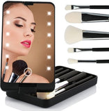 Darrahopens Health & Beauty > Makeup > Makeup Mirrors LED Makeup Mirror - Lighted Mirror - Set of 5 Makeup Brushes - Makeup Brush Storage Box - Cover - Dustproof - Black