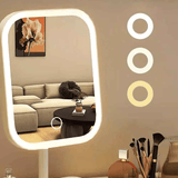 Darrahopens Health & Beauty > Makeup > Makeup Mirrors LED makeup mirror, portable travel mirror with foldable design and built-in lights, 3 lighting modes, intelligent adjustable light touch screen, USB rechargeable, portable illuminated beauty mirror, travel makeup stand with lights, bedroom makeup mirror,