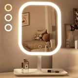 Darrahopens Health & Beauty > Makeup > Makeup Mirrors LED makeup mirror, portable travel mirror with foldable design and built-in lights, 3 lighting modes, intelligent adjustable light touch screen, USB rechargeable, portable illuminated beauty mirror, travel makeup stand with lights, bedroom makeup mirror,