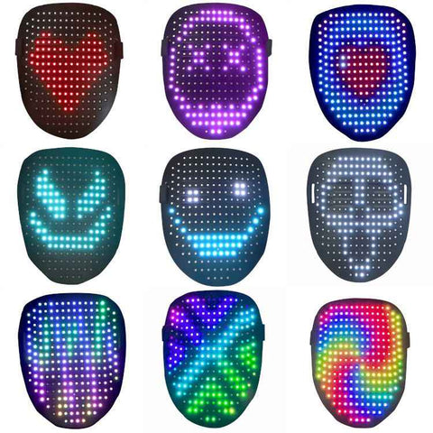 Darrahopens Health & Beauty > Makeup > Makeup Mirrors LED Mask with Gesture Sensing, Light-Up Transforming Face Cover for Halloween, Christmas, Cosplay & Birthday Parties