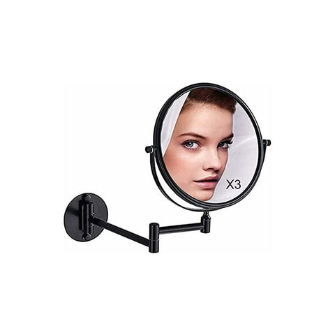 Darrahopens Health & Beauty > Makeup > Makeup Mirrors Wall Mounted Makeup Mirror x3, Black Makeup Mirrors Bathroom Mirror 20cm Double Wall Mirror, 360° Rotatable and Extendable
