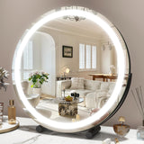 Darrahopens Health & Beauty > Makeup Mirrors 45cm Large Makeup Desk Mirror Lights Round LED Makeup Make up Mirror Bedroom Tabletop Touch Control Black