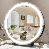 Darrahopens Health & Beauty > Makeup Mirrors 45cm Large Makeup Desk Mirror Lights Round LED Makeup Make up Mirror Bedroom Tabletop Touch Control Black