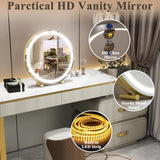 Darrahopens Health & Beauty > Makeup Mirrors 45cm Large Makeup Desk Mirror Lights Round LED Makeup Make up Mirror Bedroom Tabletop Touch Control Gold
