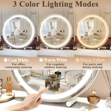 Darrahopens Health & Beauty > Makeup Mirrors 45cm Large Makeup Desk Mirror Lights Round LED Makeup Make up Mirror Bedroom Tabletop Touch Control White