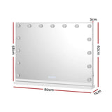 Darrahopens Health & Beauty > Makeup Mirrors Embellir Bluetooth Makeup Mirror 80X58cm Hollywood with Light Vanity Wall 18 LED