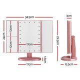 Darrahopens Health & Beauty > Makeup Mirrors Embellir Tri-fold Makeup Mirror 1X2X3X Magnifying with LED Light Travel Portable Pink