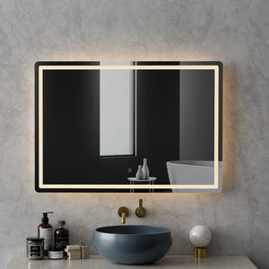 Darrahopens Health & Beauty > Makeup Mirrors Embellir Wall Mirror 100X70CM with LED Light Bathroom Home Decor Round Rectangle