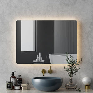 Darrahopens Health & Beauty > Makeup Mirrors Embellir Wall Mirror 70X50cm with LED Light Bathroom Home Decor Round Rectangle