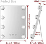 Darrahopens Health & Beauty > Makeup Mirrors Vanity Mirror with Lights with 8 Dimmable Bulbs for Makeup and Travel (White, 30 x 23 cm)